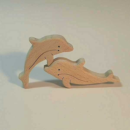 木のパズル くじらとイルカ おもちゃ・人形 渚のガラスのランプ工房