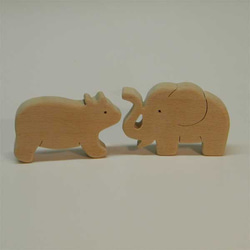 木のパズル　象・カバ・サイ・熊 2枚目の画像