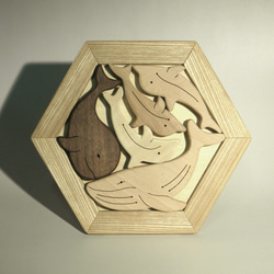 木のパズル S  　鯨とイルカ 1枚目の画像