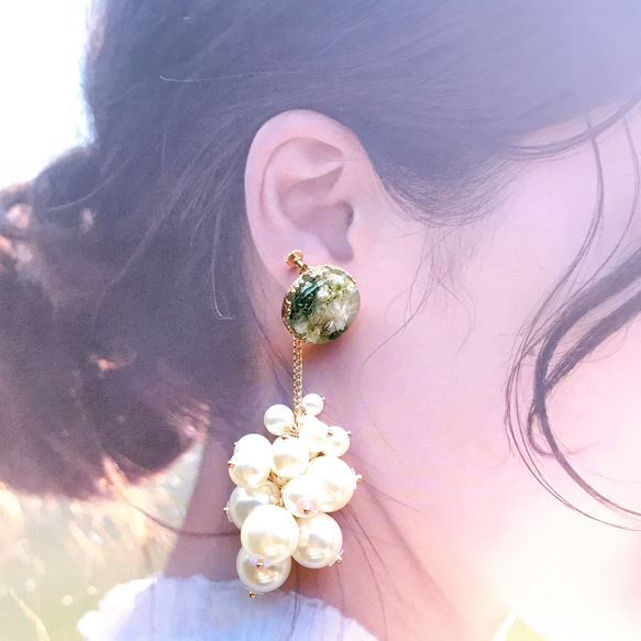 白珍珠花園耳環 第6張的照片