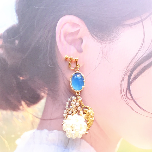 藍色天使耳環 • 耳環 2Way 第6張的照片