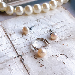 淡水珍珠耳環和戒指套裝 第1張的照片
