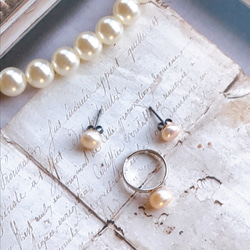 淡水珍珠耳環和戒指套裝 第3張的照片