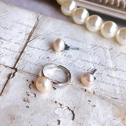 淡水珍珠耳環和戒指套裝 第4張的照片