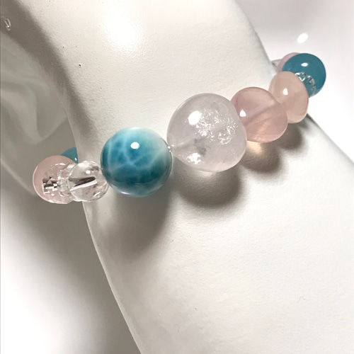 ☆ラリマー&ローズクォーツハート&クンツァイト☆ ブレスレット moon 