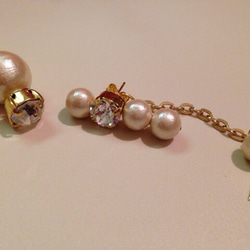 line pearl/swalo*backpearl pierce 3pcs set 2枚目の画像