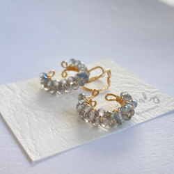14kgf使用◇透明感のある天然石トパーズのイヤーカフ◇2色から選択◇重ね付け用イヤーカフはオプション選択◇片耳用 3枚目の画像