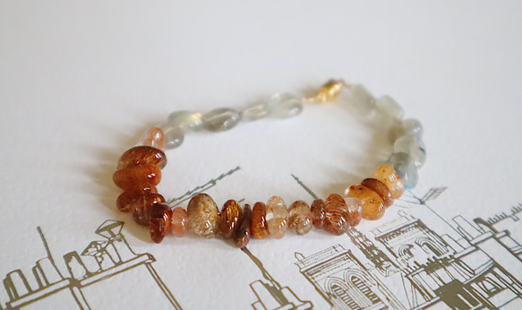 rutilated quartz& labradorite bracelet 1枚目の画像