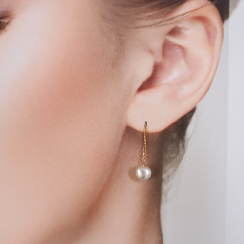 14kgf (14金張り) TピンケシパールS アメリカンピアス(チェーン短め