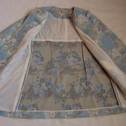 春に！ゴブラン織り•ペールブルー・桜の2Wayロングジャケット 5枚目の画像
