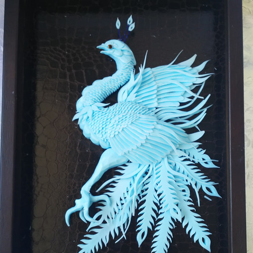 中古 和田玉風 鳳凰彫刻立体手把件 古式鳥文玉細工 オブジェ装飾 CL0147 額～鳳凰 プレゼント 立体・オブジェ carving-SHIRAKI 通販 7134095