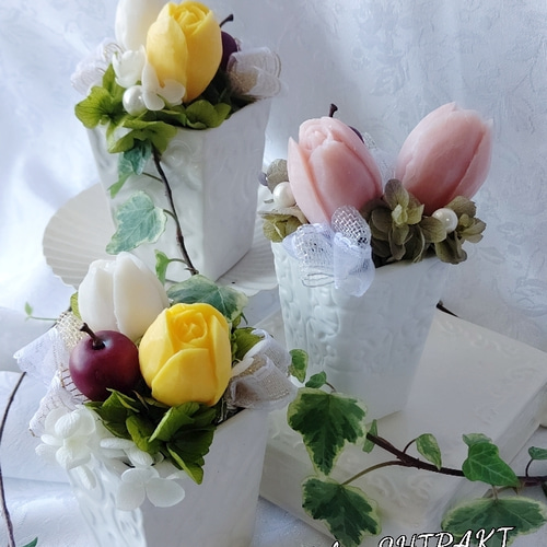 薔薇 チューリップ カーネーション アレンジメント 2個セット 彫刻