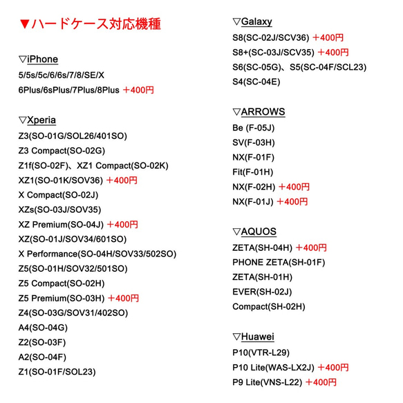 ハードケース対応機種一覧 3枚目の画像