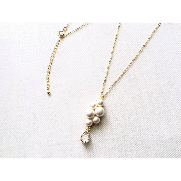 【受注製作】再2*cotton pearl♡pave marquis long necklace 2枚目の画像