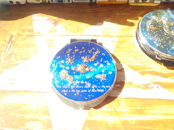 “ Creema Limited”藍色音樂流星土星和火箭緊湊鏡面鏡子 第3張的照片