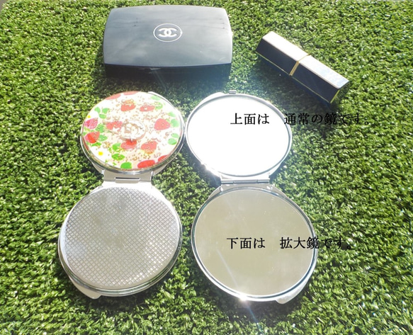 “Creema Limited免費送貨”Blue Cherry和Tsukimi Cat Compact Mirror Mirro 第4張的照片