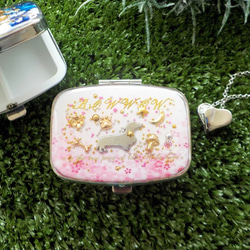 “免費送貨在Creema有限公司”粉紅色！櫻花·達克斯剪影藥盒（帶鏡子） 第2張的照片