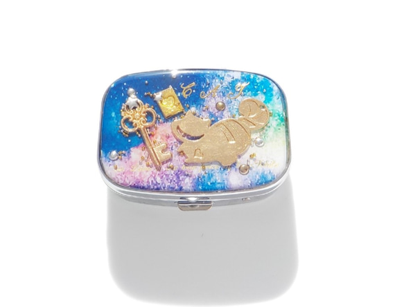 彩虹色星系chusa貓仙境藥盒（帶鏡子） 第2張的照片
