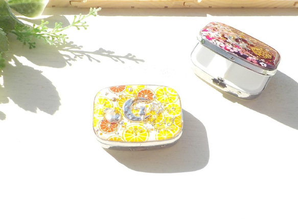 “ Creema Limited”檸檬和橘子Tsukimi貓藥盒（帶鏡子） 第2張的照片