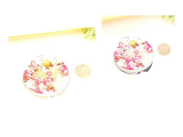 『Creema限定』コンパクトミラー　花びら舞い散る　バンビ　ファンタジーランド　　鏡 3枚目の画像