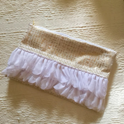 gold fabric ribbon pouch 1枚目の画像