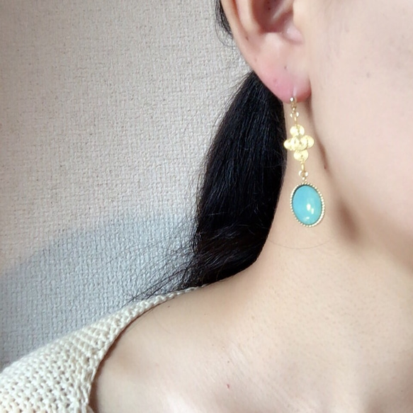 spiral × semi-precious-stone 片耳 ピアス（イヤリング変更可） 3枚目の画像