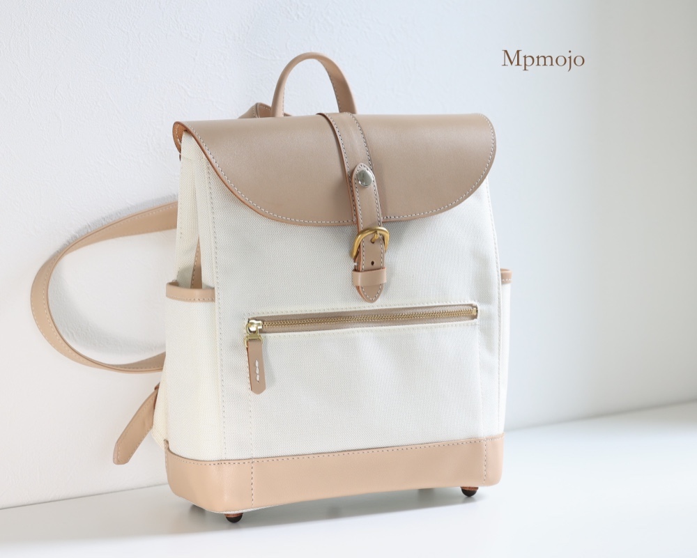 大人のcordera＆レザートリムminiminiスリムリュック2 ホワイトxベージュ New!!