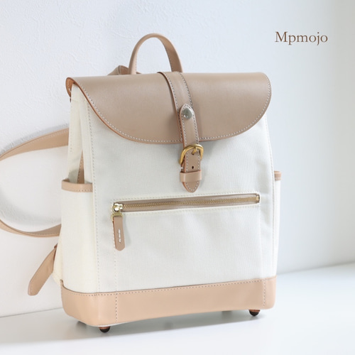 大人のcordera＆レザートリムminiminiスリムリュック2 ホワイトx