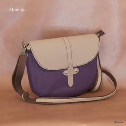 大人の帆布＆レザー HarfMoonショルダーバッグ Purple New!!　　 6枚目の画像