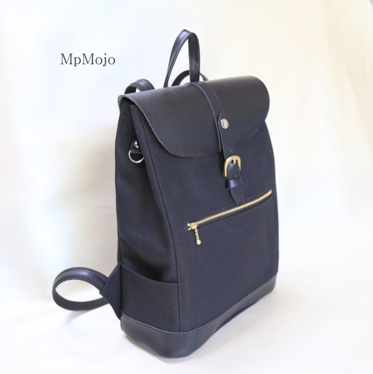 てんそむ様オーダー品 大人の帆布＆レザートリムミニスリムリュック 