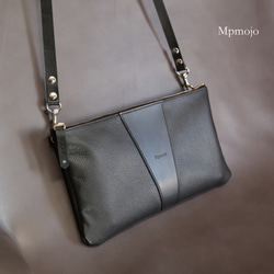 大人の撥水レザーポーチ　サコッシュ　シンプルショルダーバッグ、お財布ポーチNew!! 3枚目の画像