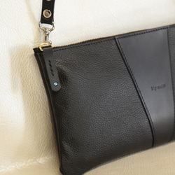 大人の撥水レザーポーチ　サコッシュ　シンプルショルダーバッグ、お財布ポーチNew!! 5枚目の画像