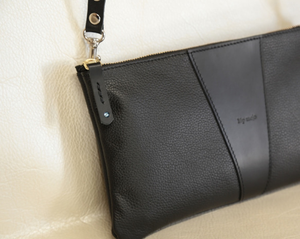 大人の撥水レザーポーチ　サコッシュ　シンプルショルダーバッグ、お財布ポーチNew!! 5枚目の画像