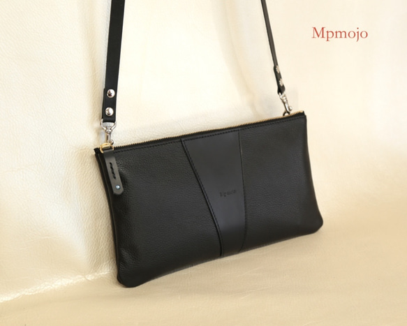 大人の撥水レザーポーチ　サコッシュ　シンプルショルダーバッグ、お財布ポーチNew!! 7枚目の画像