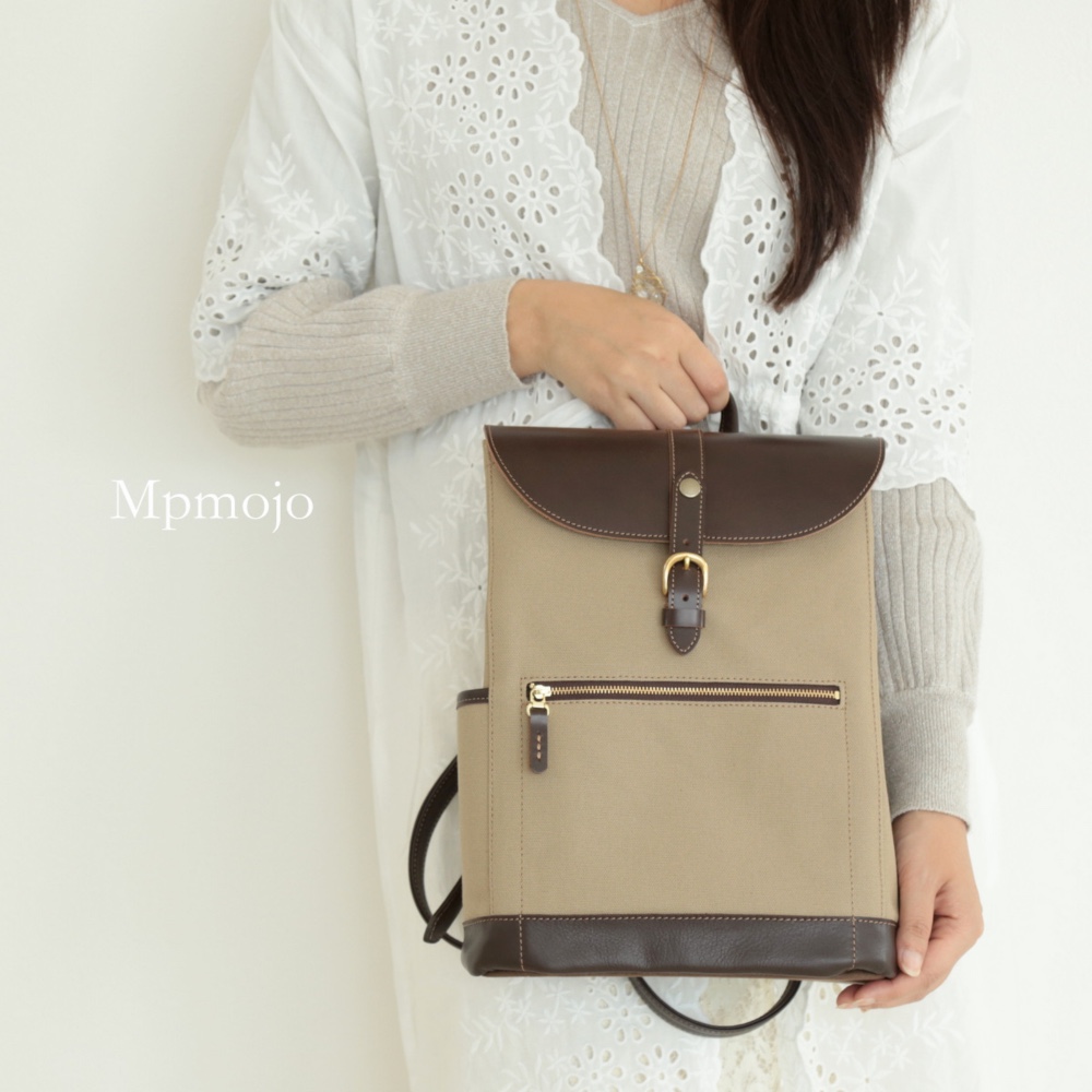 新作!！大人の帆布＆レザートリムミニスリムリュック プレミアム カフェモカ New!!