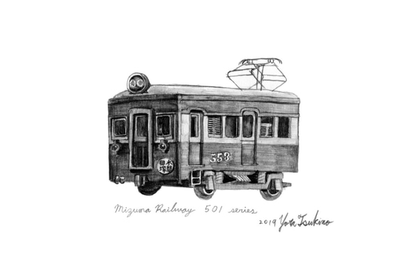 【鉛筆画】原画 鉛筆画原画 水間鉄道 501系 絵画 ツキノストア 通販 7002399｜Creema