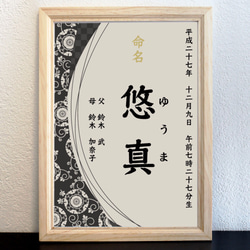 【再販5】おしゃれ命名書｜漢字｜リビングに飾れるシック柄 1枚目の画像