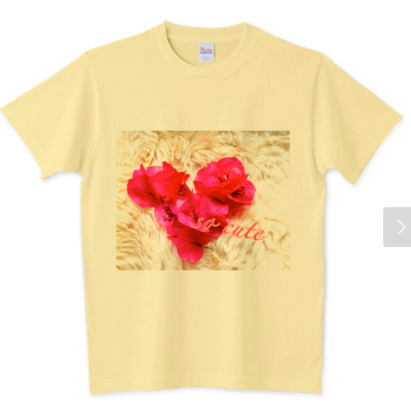 ブーゲンビリアの花びらをかき集めたデザインのTシャツです。 5枚目の画像