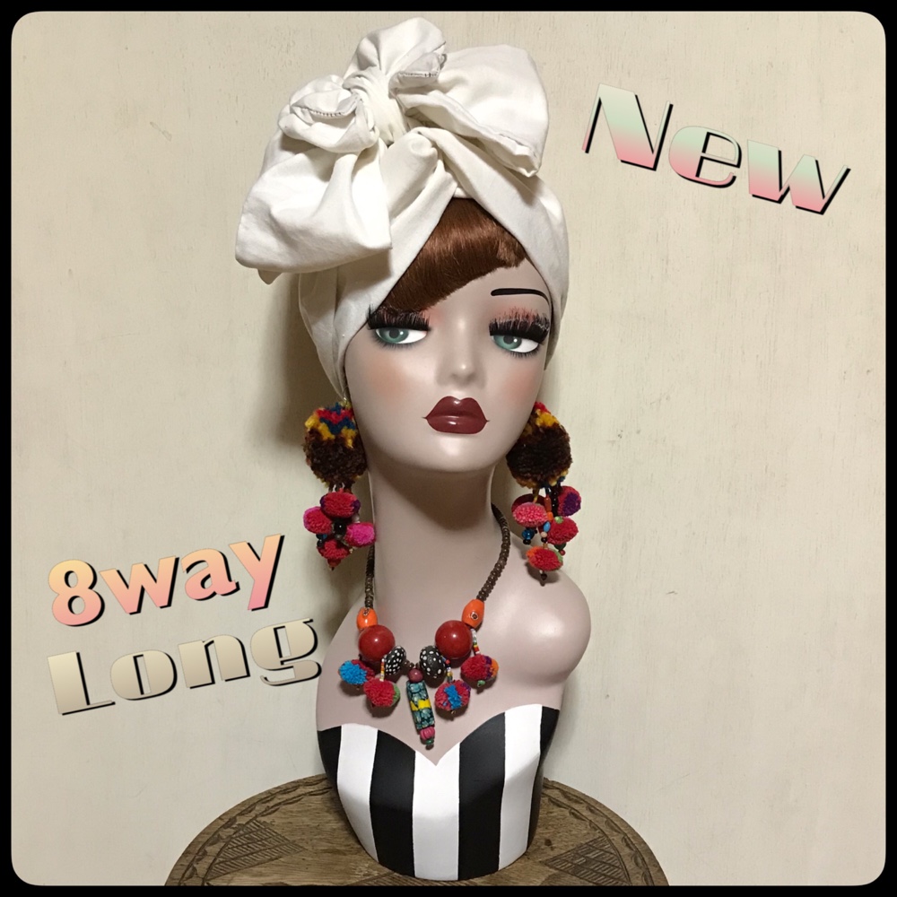 新作　8way ロングリボン　アレンジ　ヘアターバン　ヘアバンド　ターバン