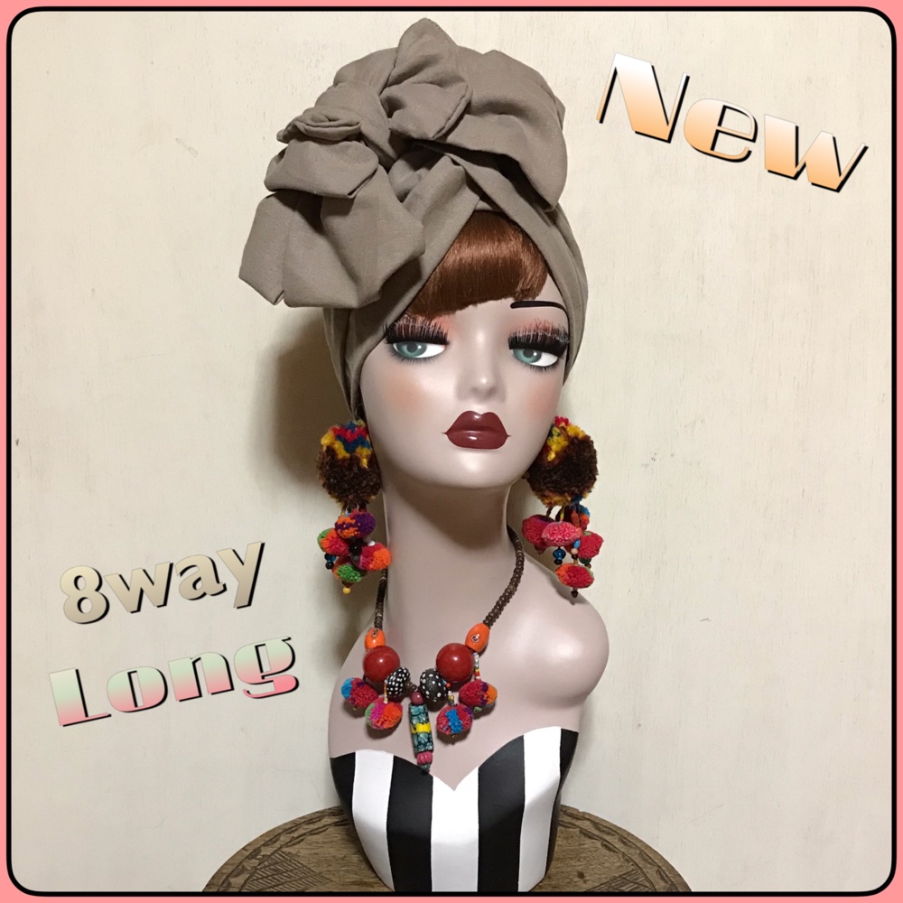 新作　8way ロングリボン　アレンジ　ヘアターバン　ヘアバンド　ターバン