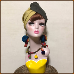 ブラック コットンリネン アラジンターバン ターバン ヘア