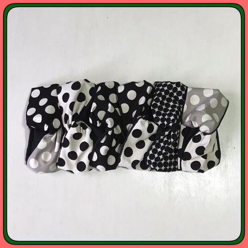 ドット 水玉模様 白黒 モノトーン ヘアターバン ヘアバンド ヘアバンド  