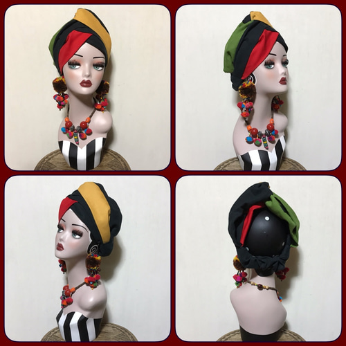 ラスタ レゲエ ジャマイカン アフリカン ターバン ヘアターバン ヘア  