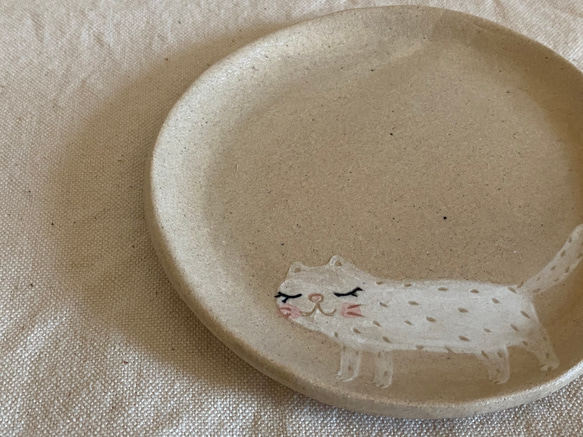 【受注制作】ねこ丸皿11白猫 2枚目の画像