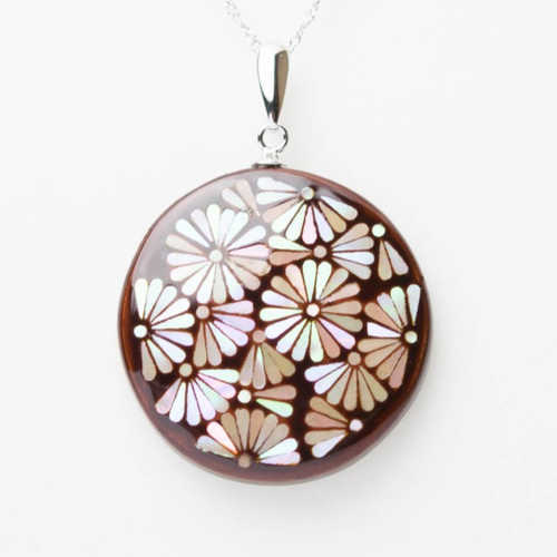 螺鈿ジュエリー☆ネックレス☆ペンダント☆貝☆シルバーチェーン