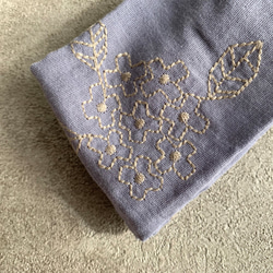 あじさい刺繍　Wガーゼ　ヘアバンド 3枚目の画像