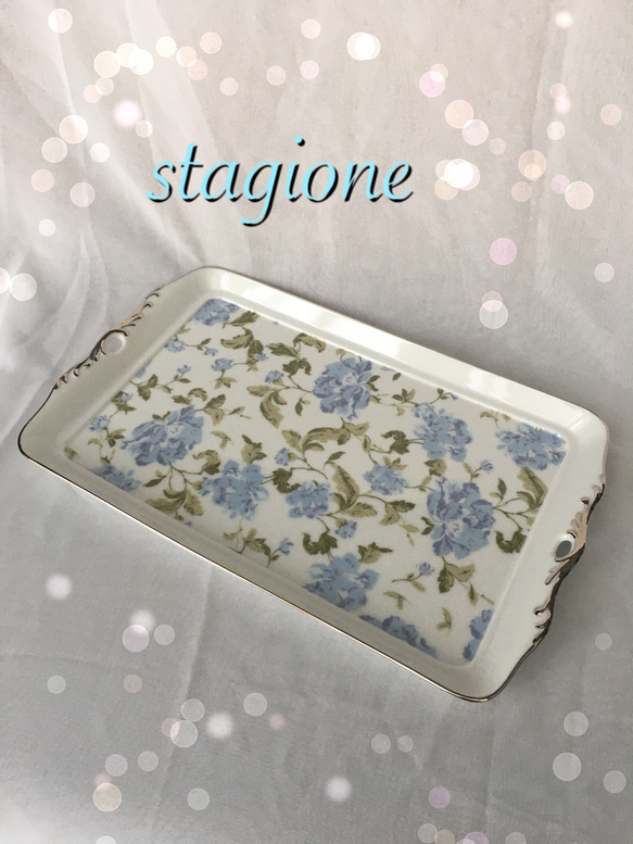 ピオニーのアレンジトレー ポーセラーツ お盆・トレイ STAGIONE