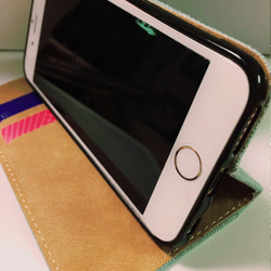 受注生産 iPhone6/6s  ☆天然石ラピスラズリー☆デニムブルー  手帳型ケース☆iPhoneケース 4枚目の画像