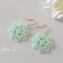 Tatting  clover ピアス/イヤリング  #034 2枚目の画像