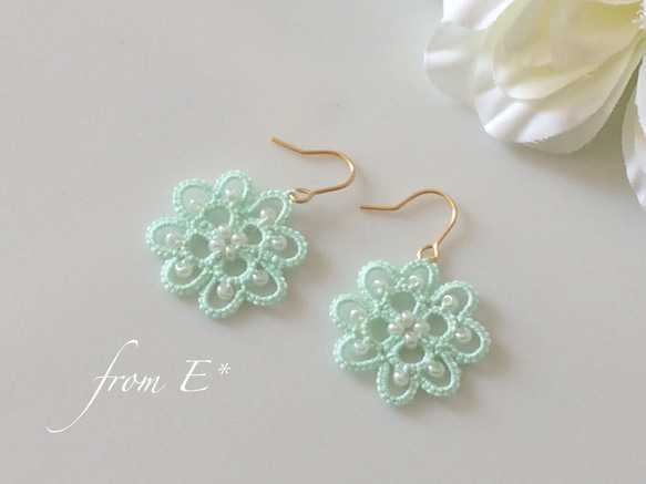 Tatting  clover ピアス/イヤリング  #034 2枚目の画像